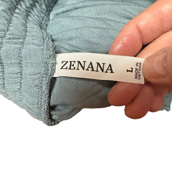 Zenana Sage Green Paper Bag Shorts - Picture 4 of 5